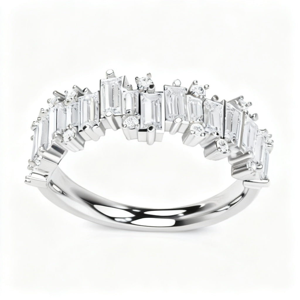 Luminous Mosaic Band Ring White Gold Front View