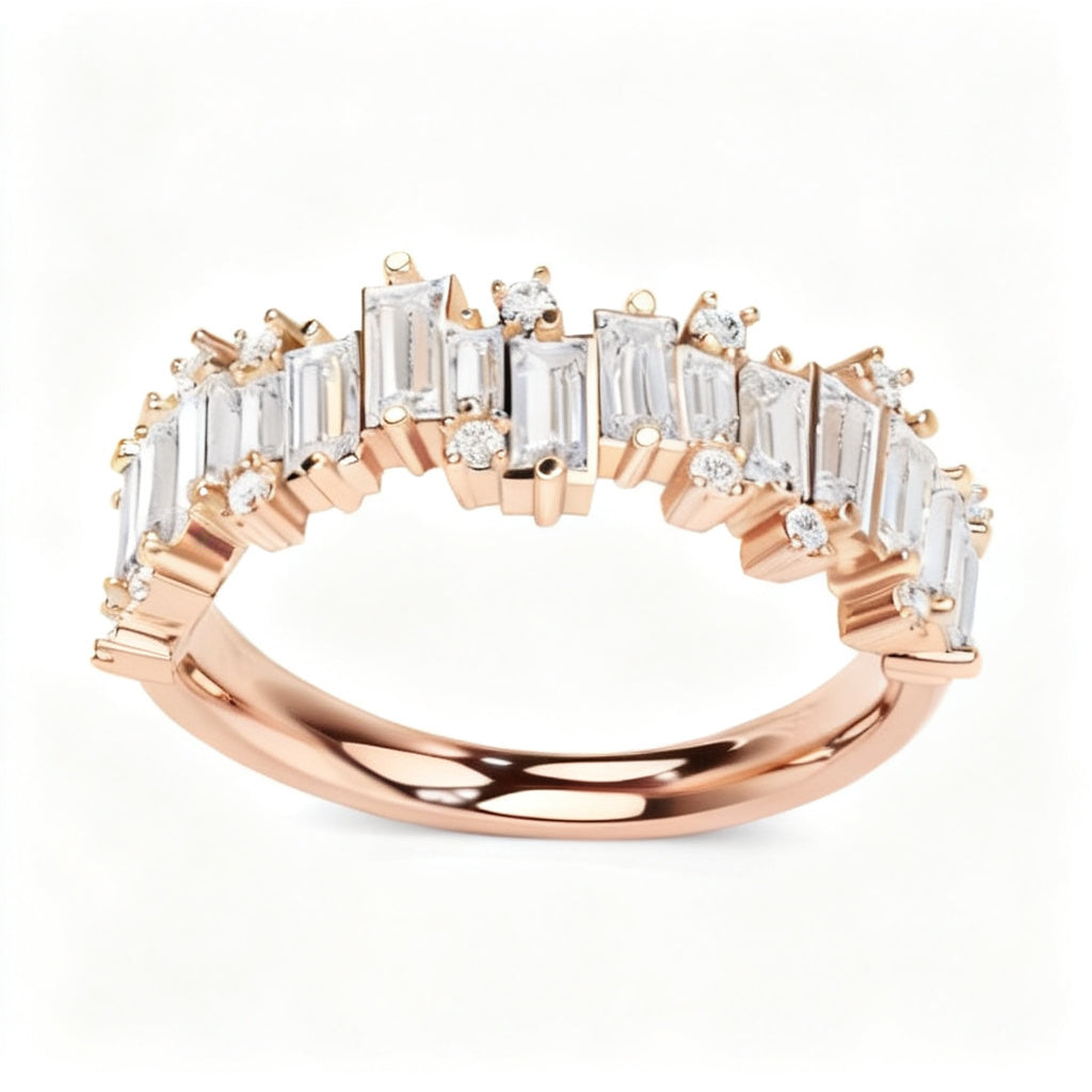 Luminous Mosaic Band Ring Rose Gold Front View