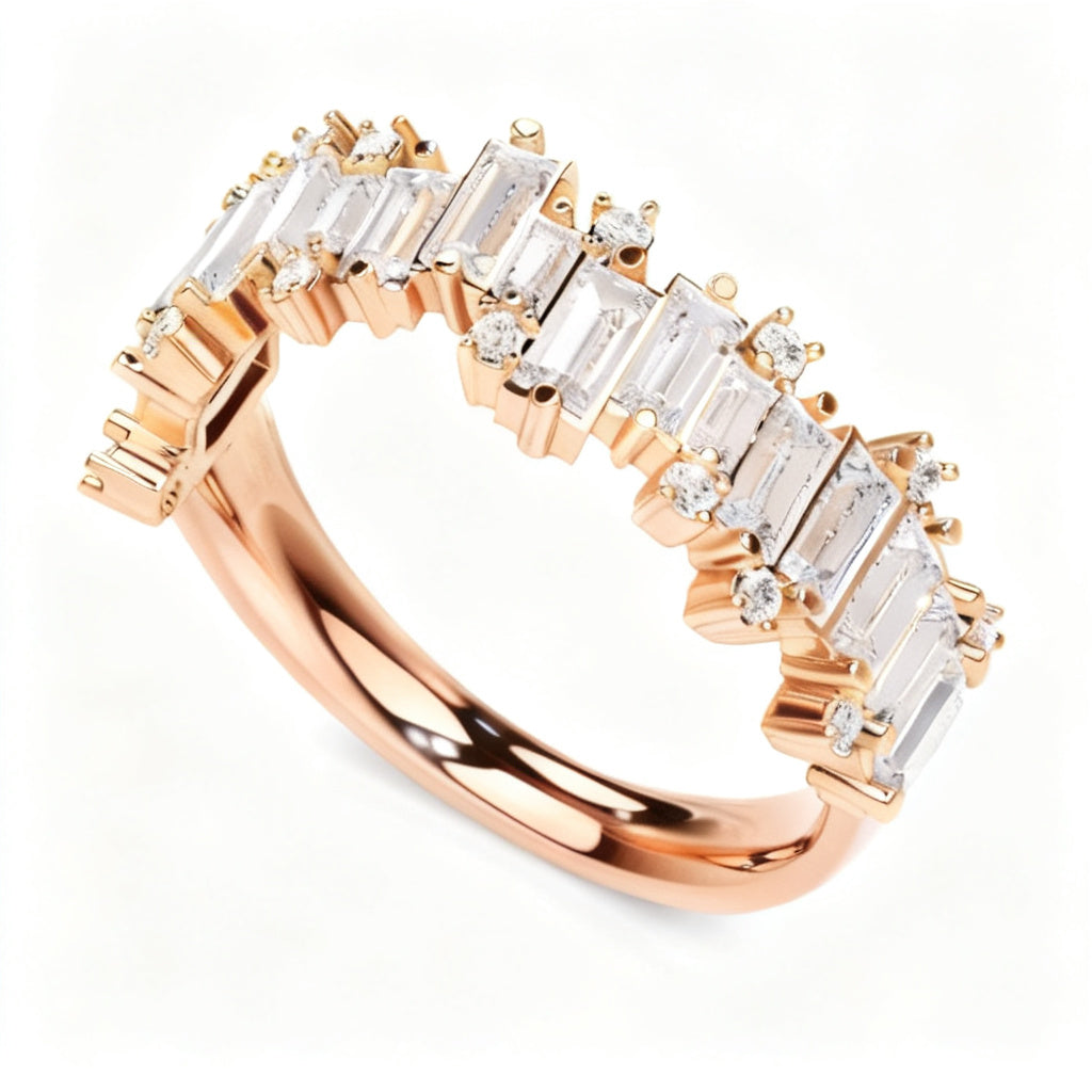 Luminous Mosaic Band Ring Rose Gold Side View