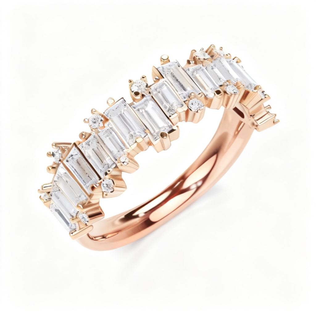 Luminous Mosaic Band Ring Rose Gold Overhead View