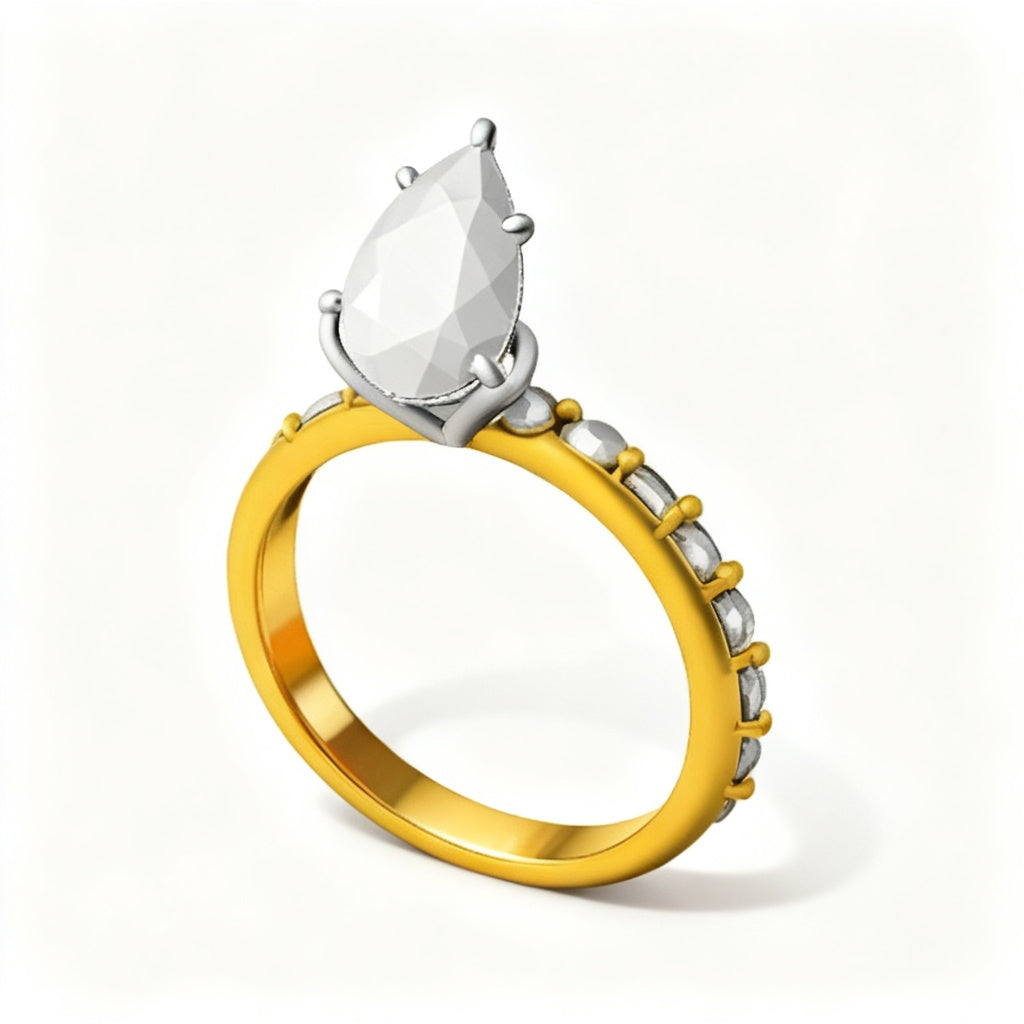 Luminous Pear Halo Ring Yellow Gold Side View