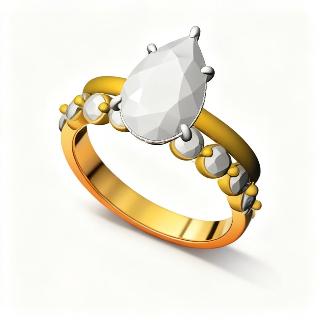 Luminous Pear Halo Ring Yellow Gold Overhead View