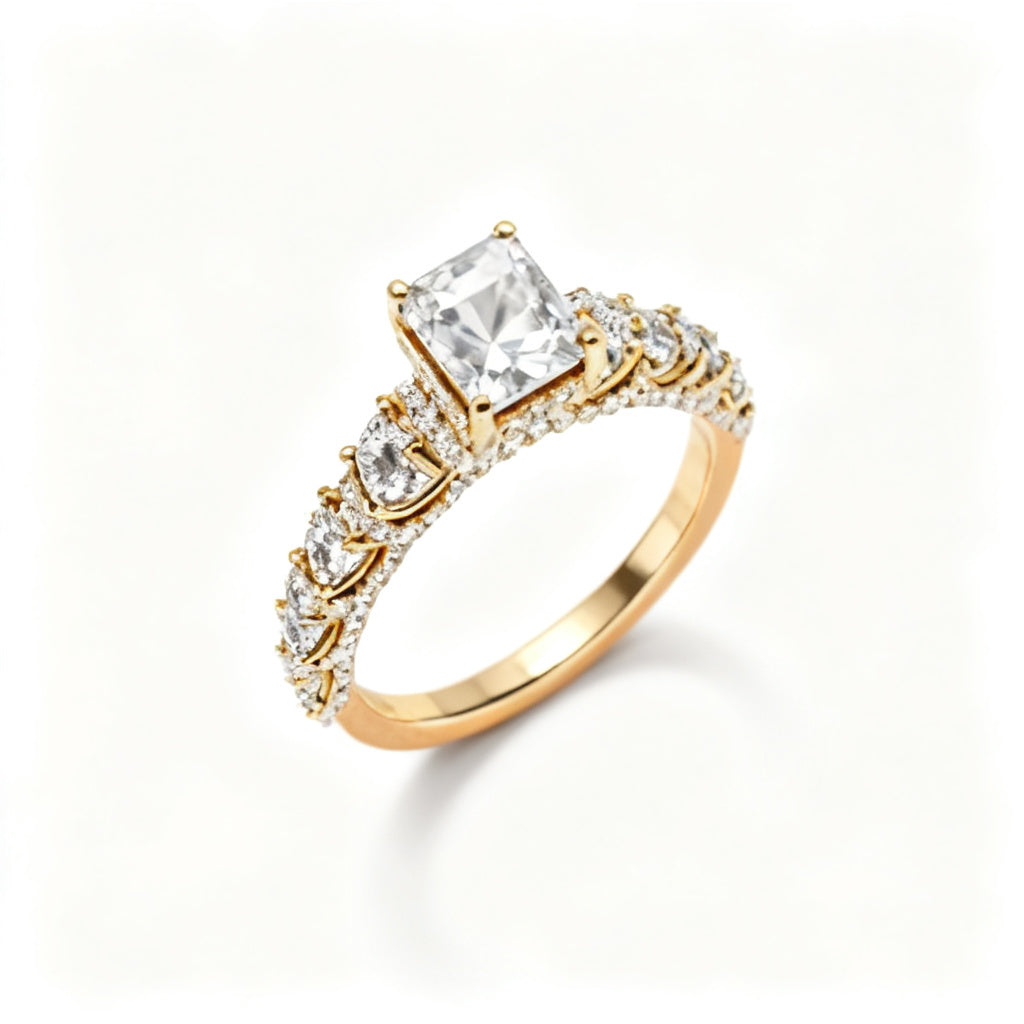 Emerald Radiance Band Ring Yellow Gold Overhead View