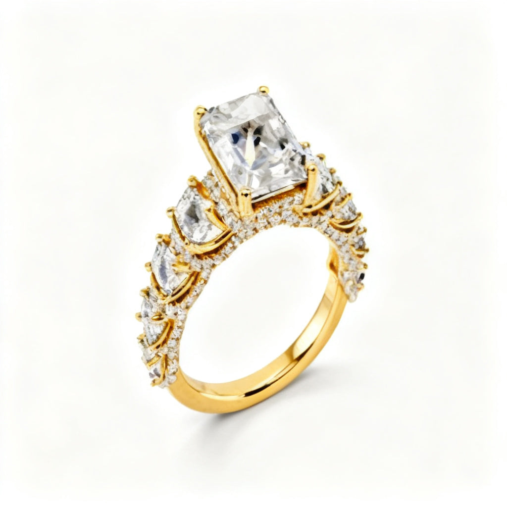 Emerald Radiance Band Ring Yellow Gold 45 Degree View