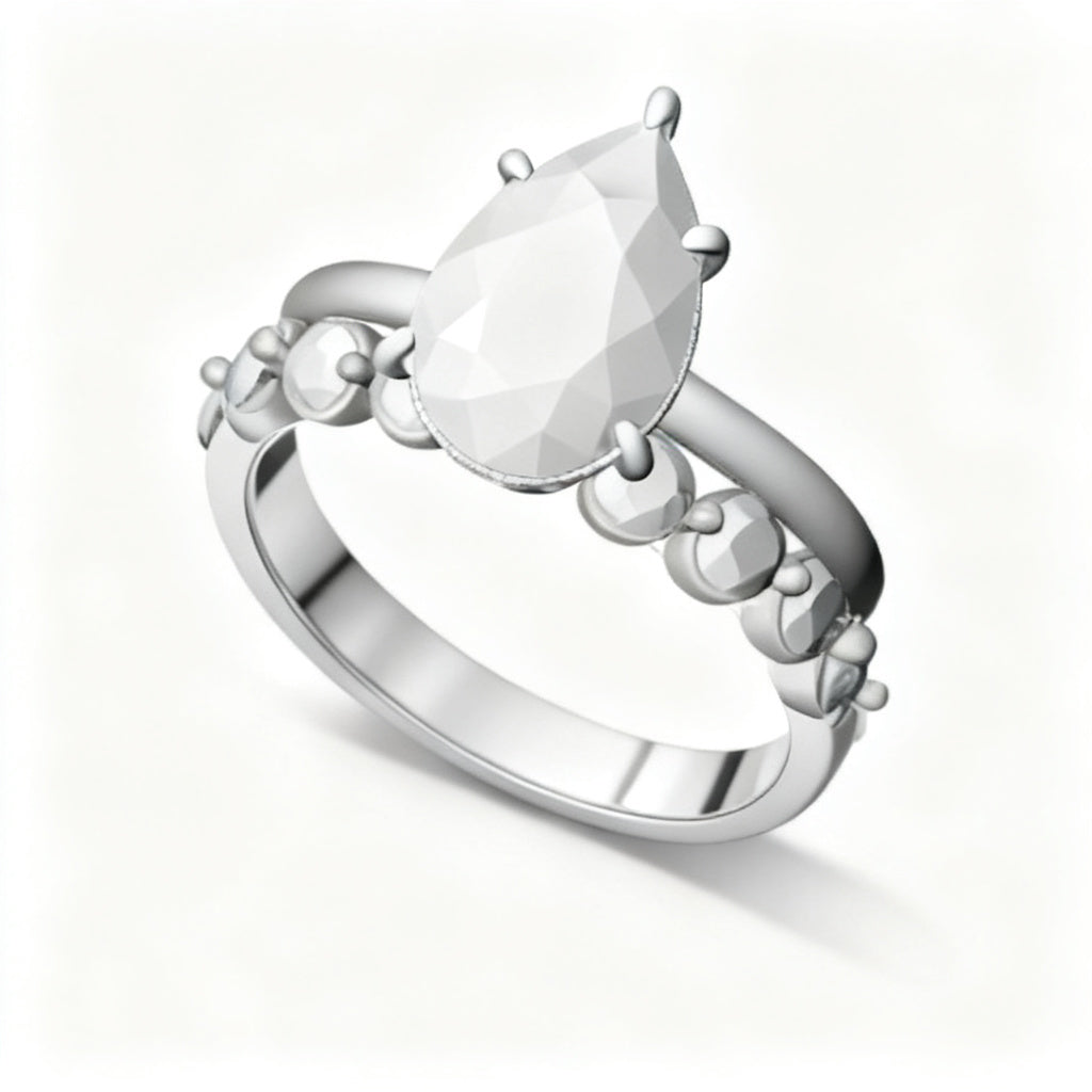 Luminous Pear Halo Ring White Gold Overhead View