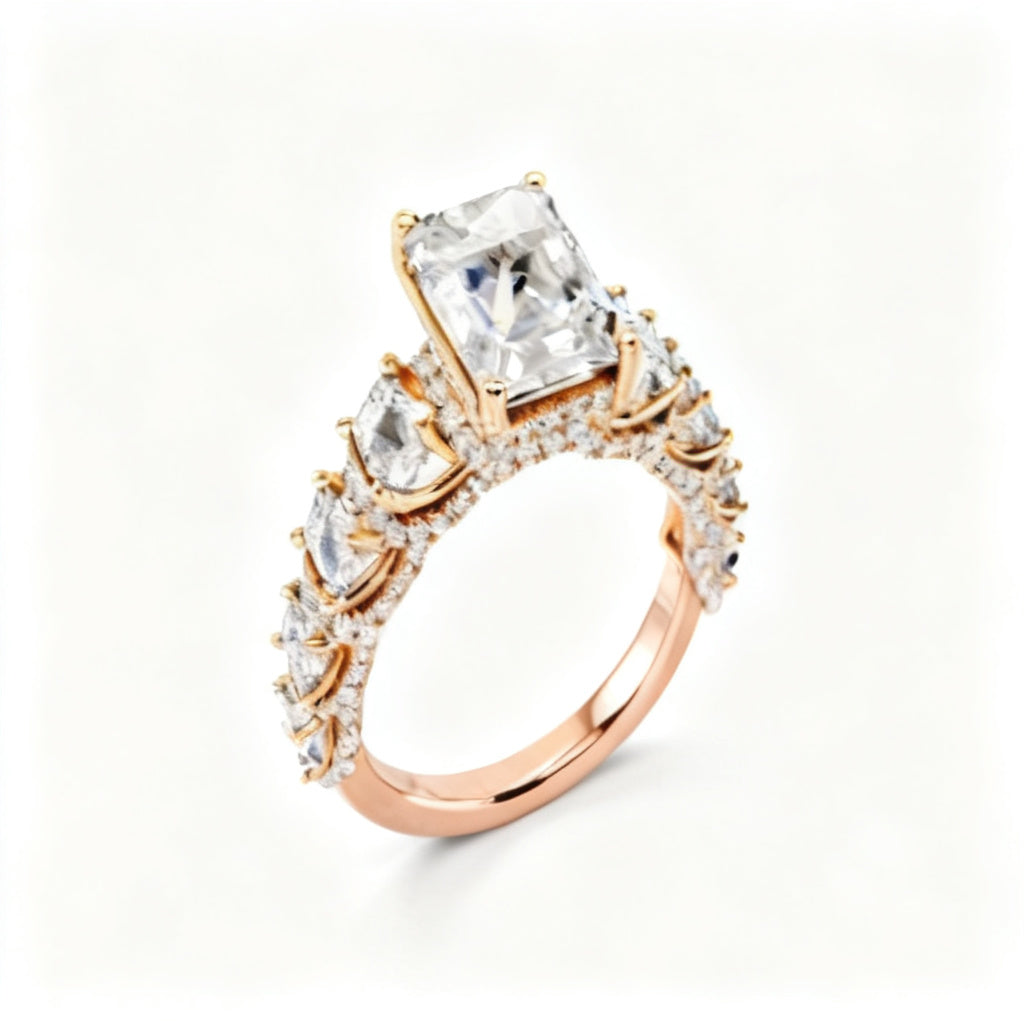 Emerald Radiance Band Ring Rose Gold 45 Degree View