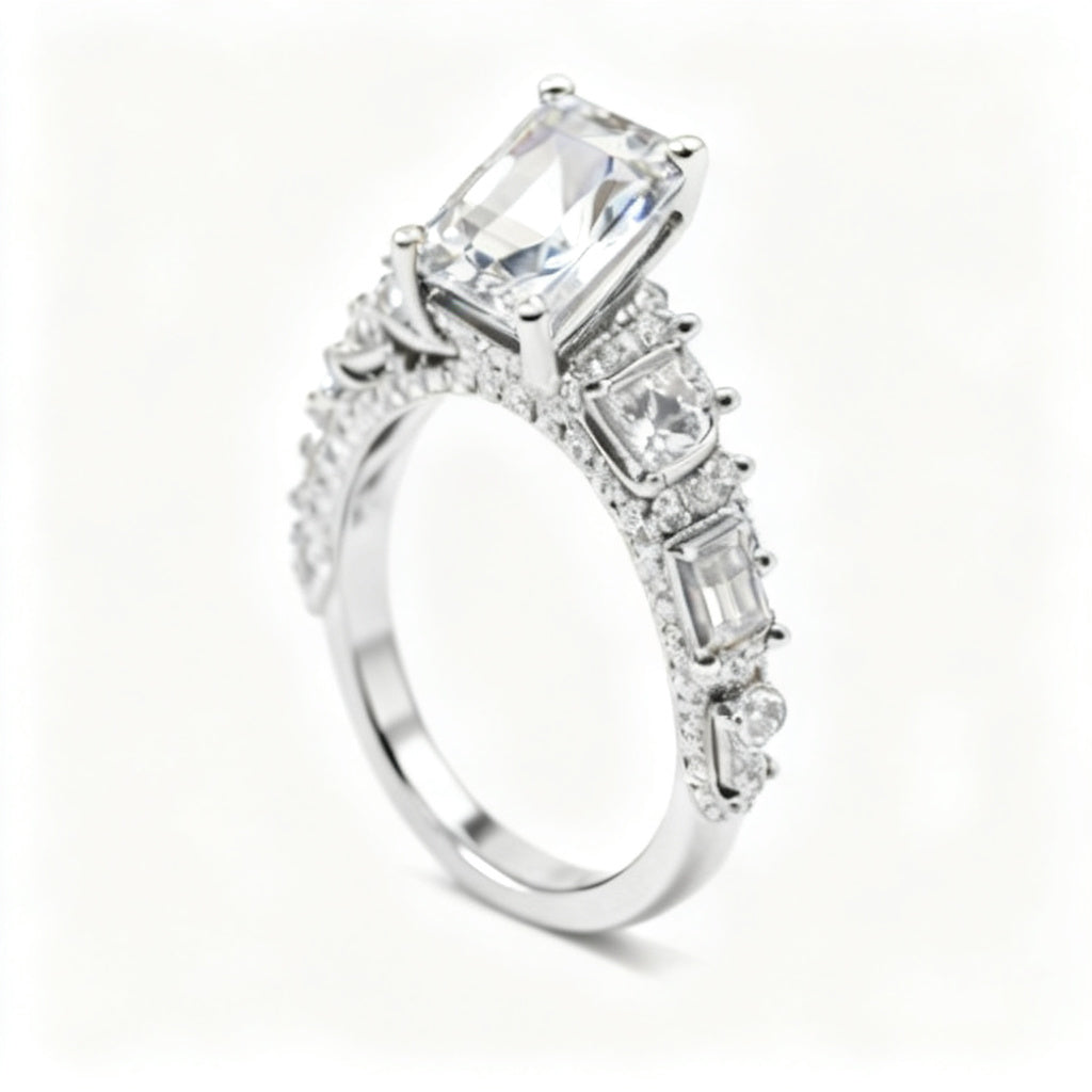 Emerald Radiance Band Ring White Gold Side View