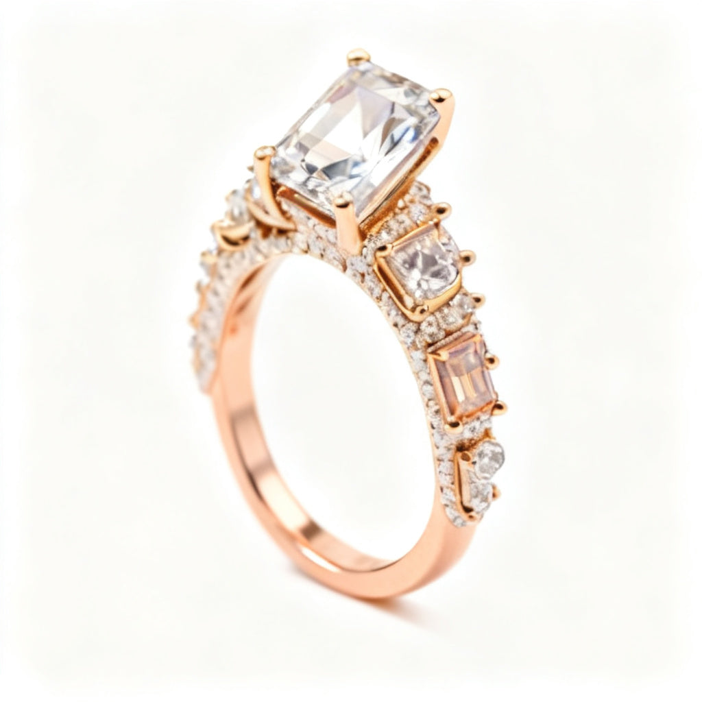 Emerald Radiance Band Ring Rose Gold Side View