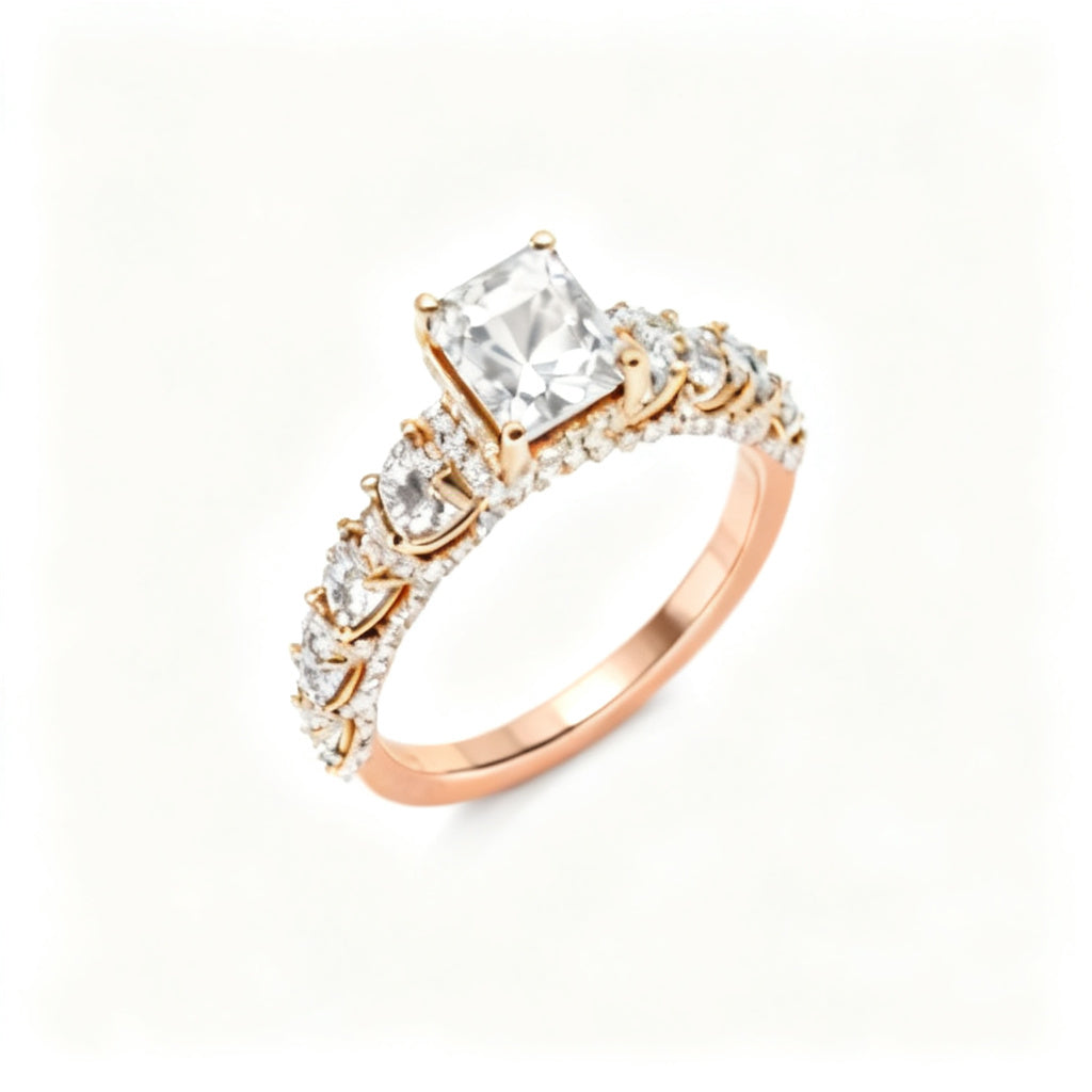 Emerald Radiance Band Ring Rose Gold Overhead View
