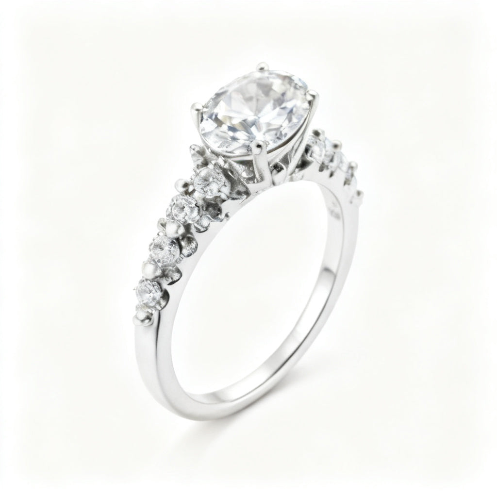 Luminous Wave Band Ring White Gold Side View