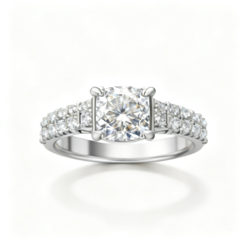 Sovereign Asscher Band Ring White Gold Front View