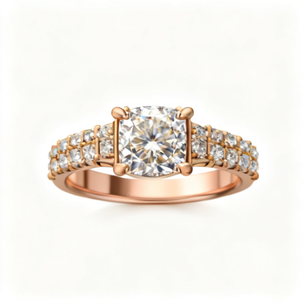 Sovereign Asscher Band Ring Rose Gold Front View