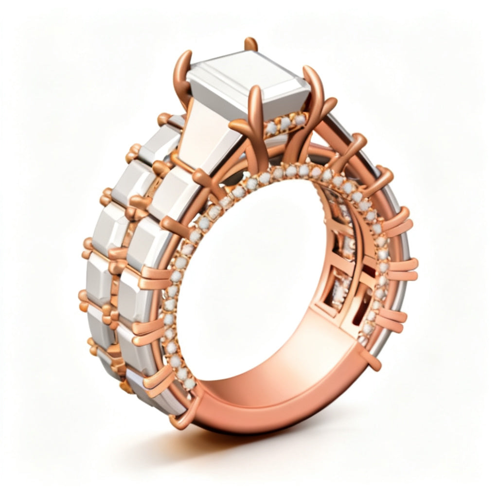 Sovereign Asscher Band Ring Rose Gold Side View