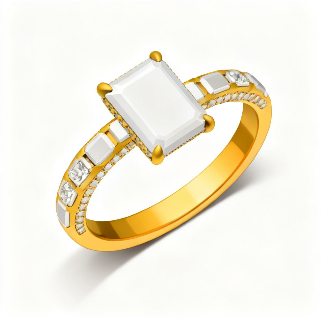 Emerald Radiance Band Ring Yellow Gold Overhead View
