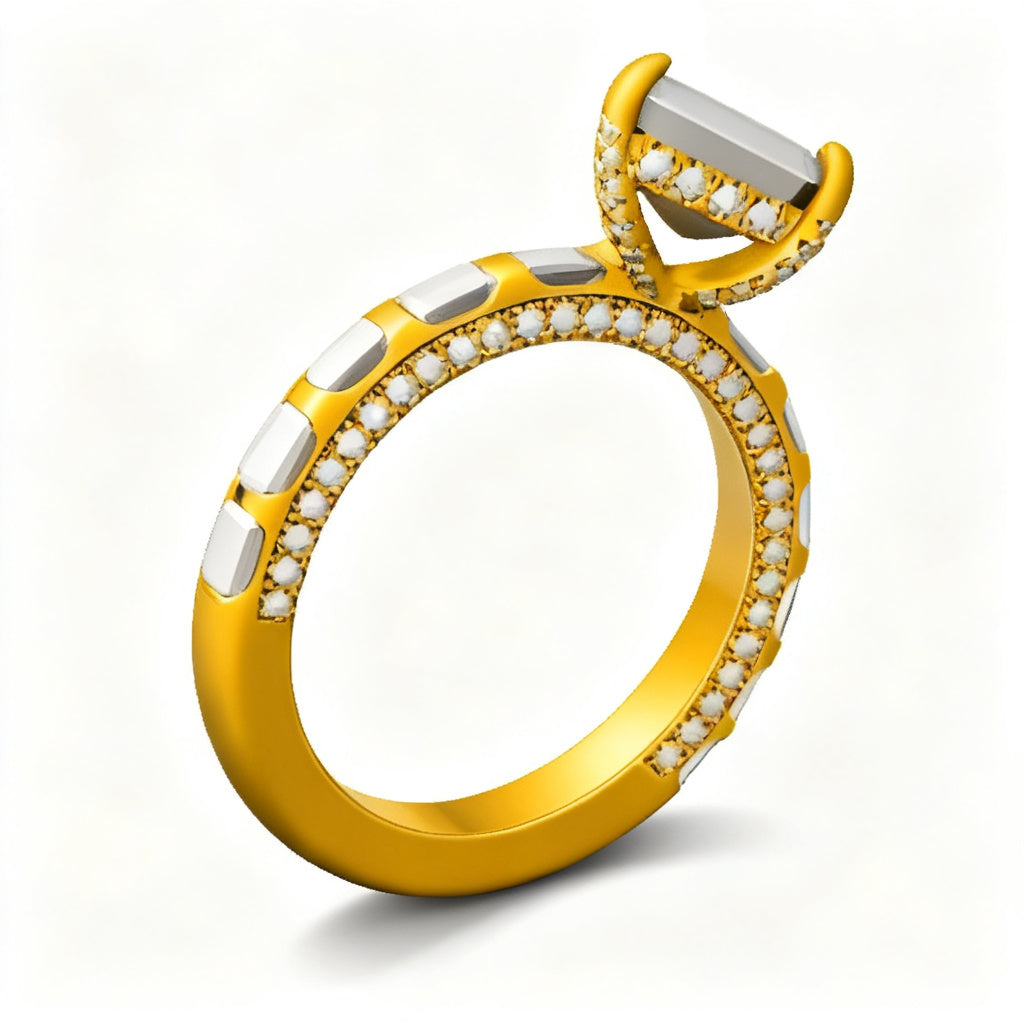 Emerald Radiance Band Ring Yellow Gold 45 Degree View