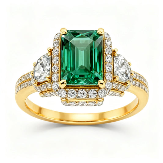Radiant Stellaris Band Ring Yellow Gold Front View