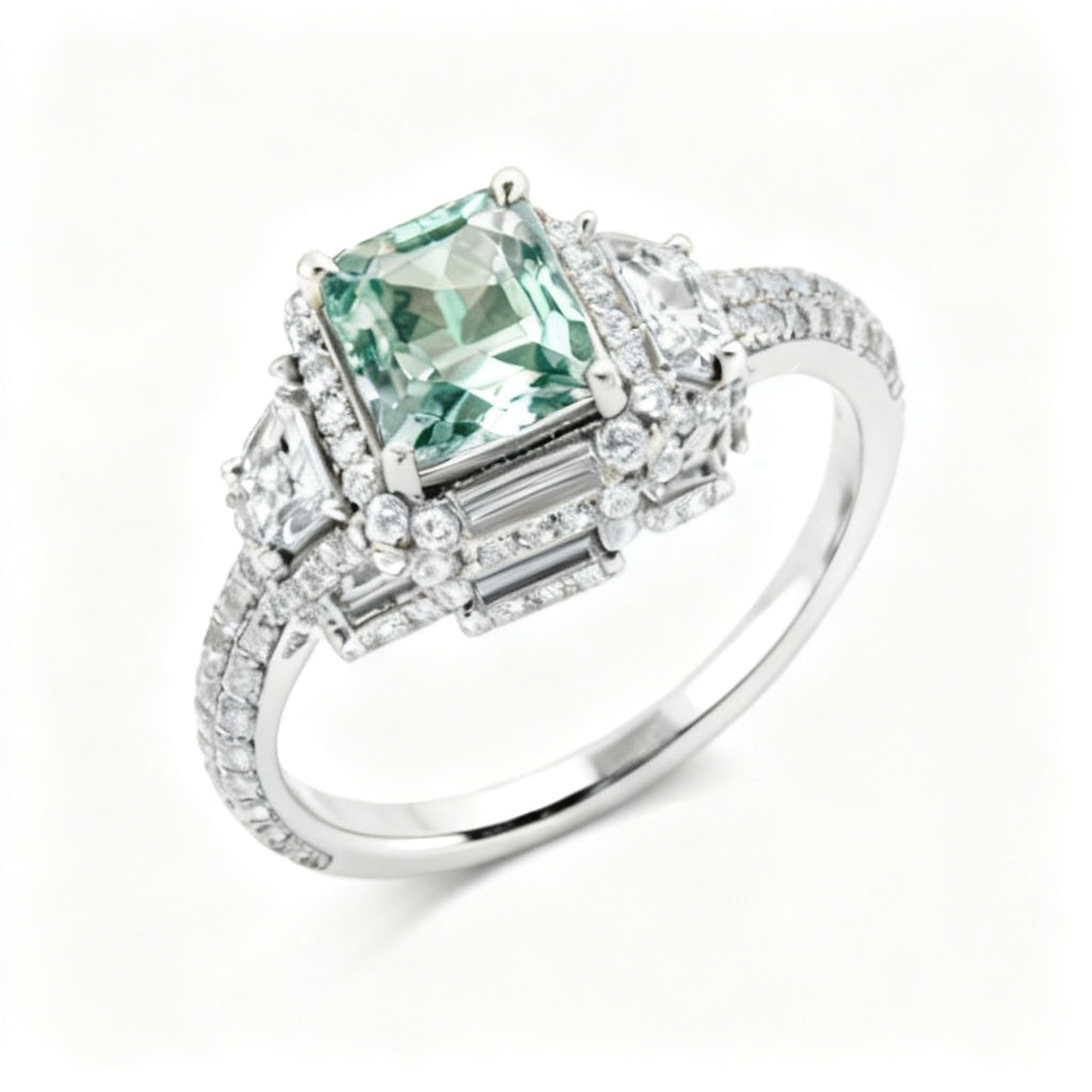 Radiant Stellaris Band Ring White Gold 45 Degree View