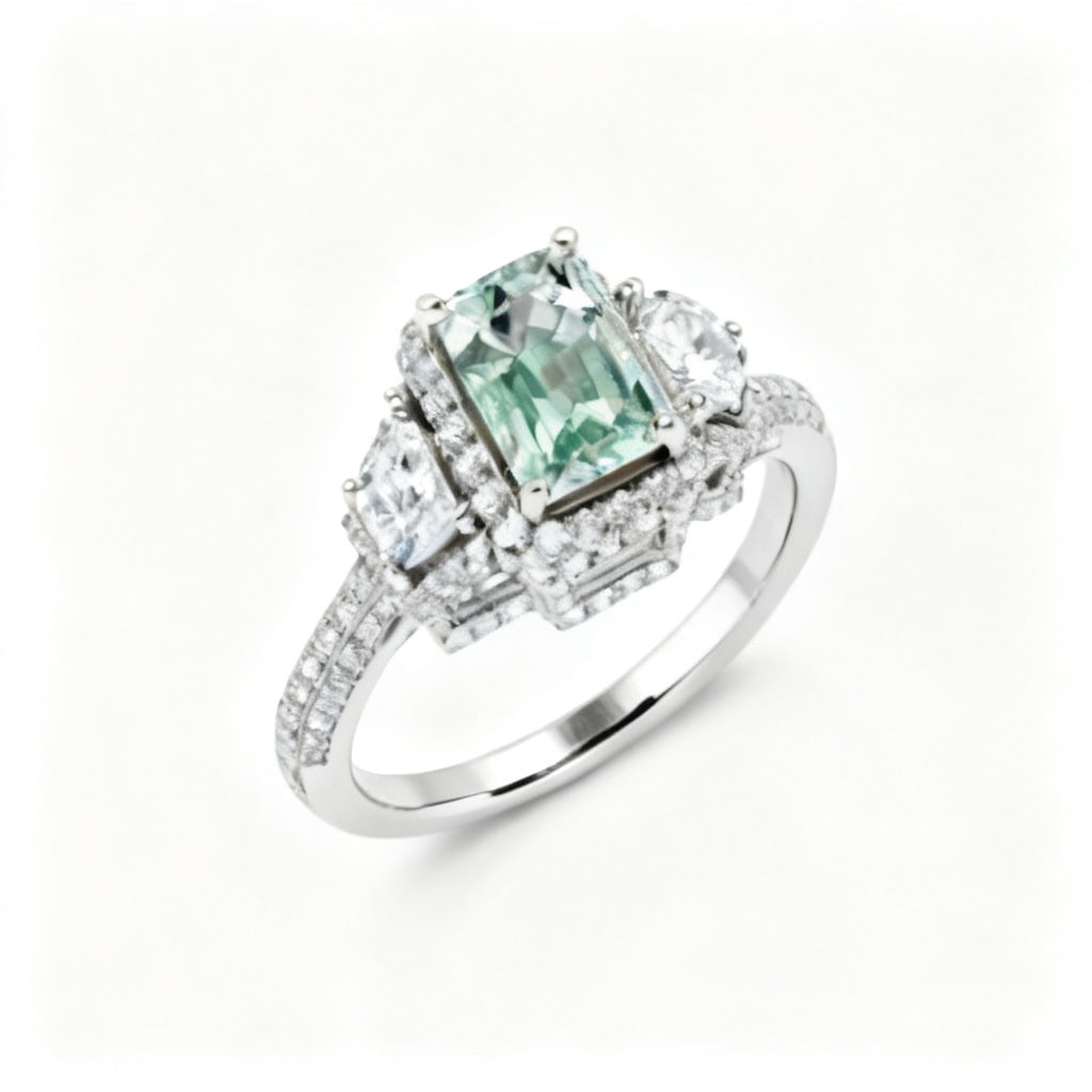 Radiant Stellaris Band Ring White Gold Overhead View