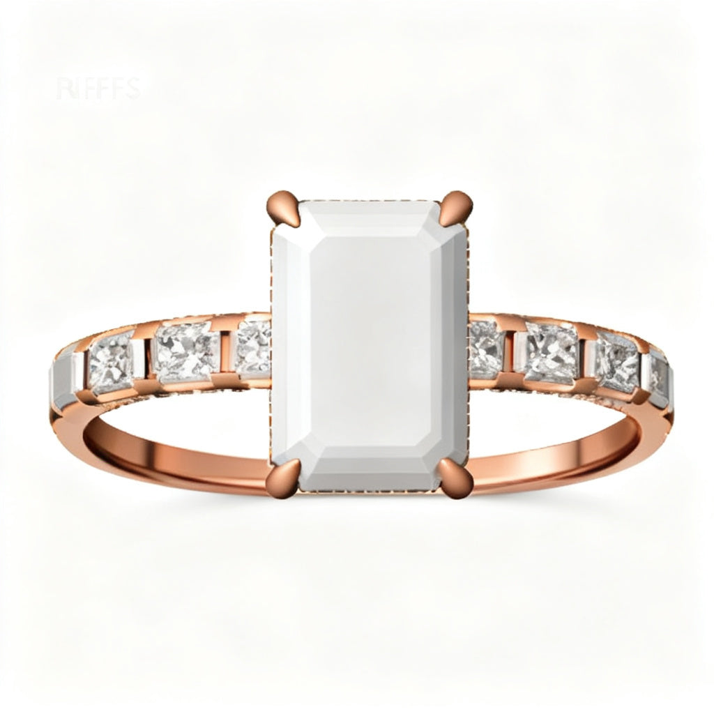 Emerald Radiance Band Ring Rose Gold Front View