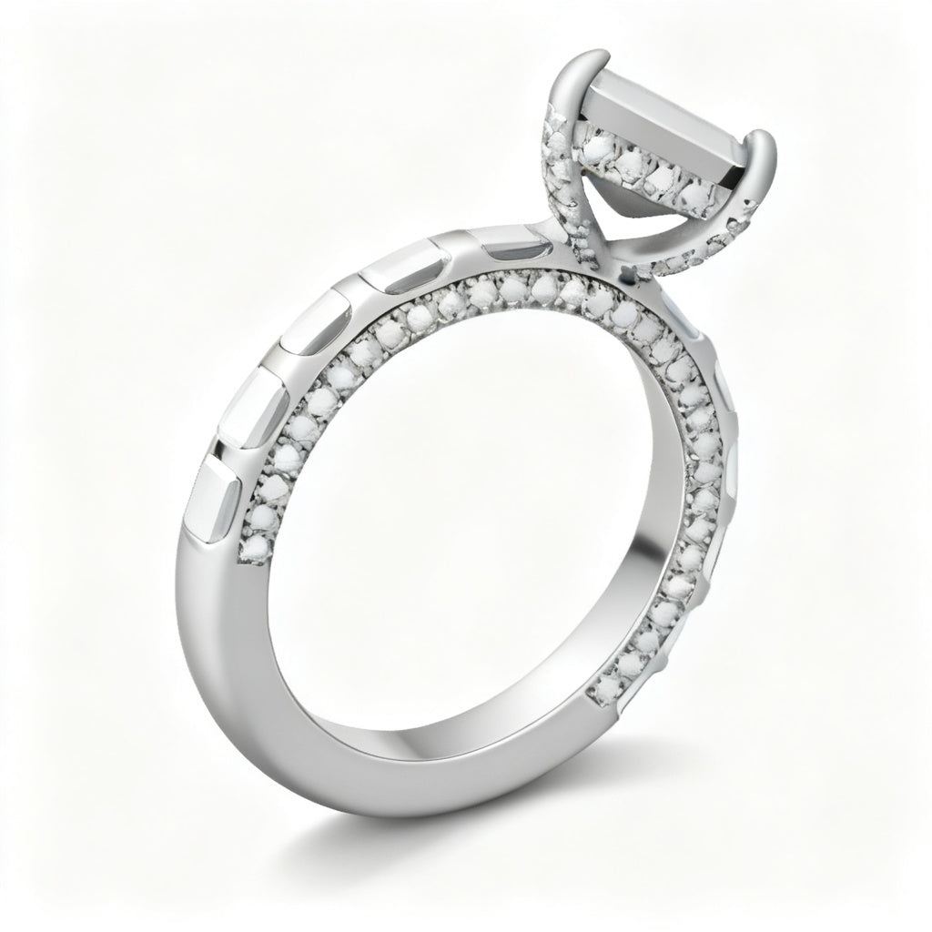 Emerald Radiance Band Ring White Gold 45 Degree View