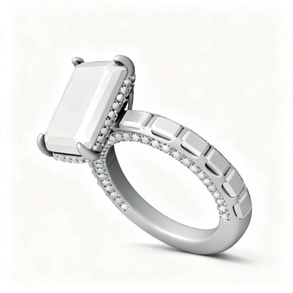 Emerald Radiance Band Ring White Gold Side View