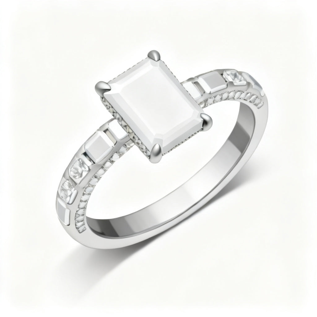 Emerald Radiance Band Ring White Gold Overhead View