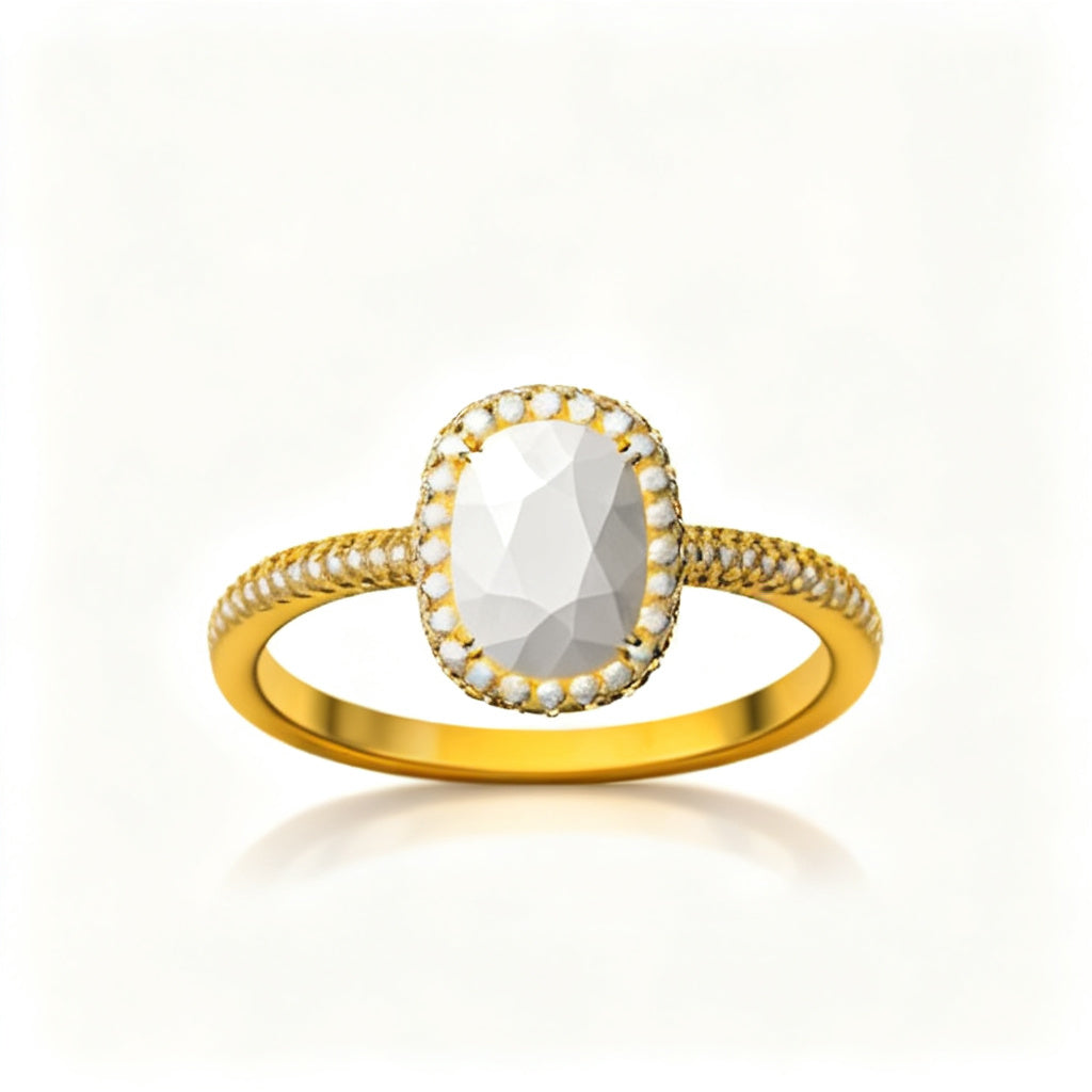 Luminous Aura Ring Yellow Gold Front View