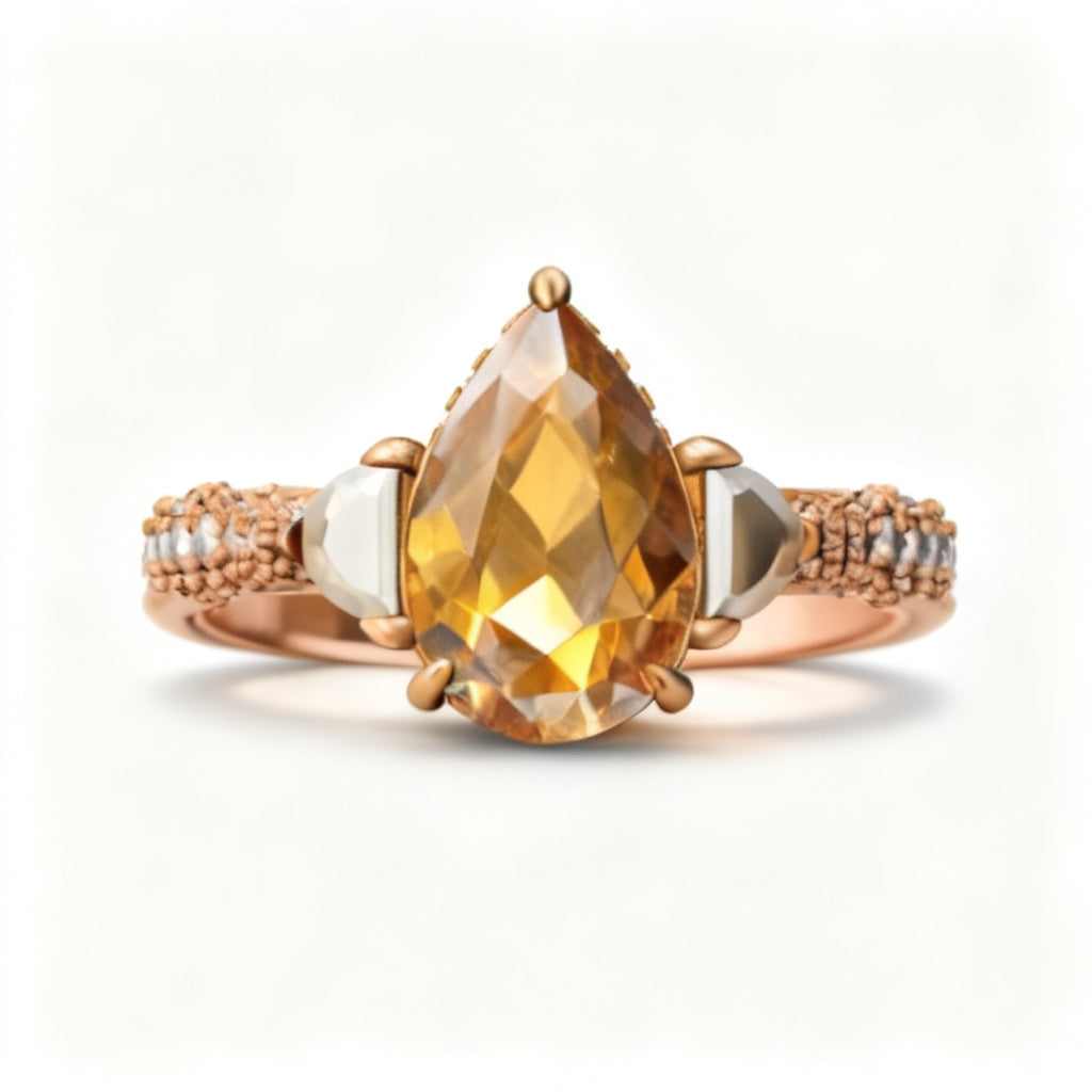 Celestial Pear Radiance Ring Rose Gold Front View