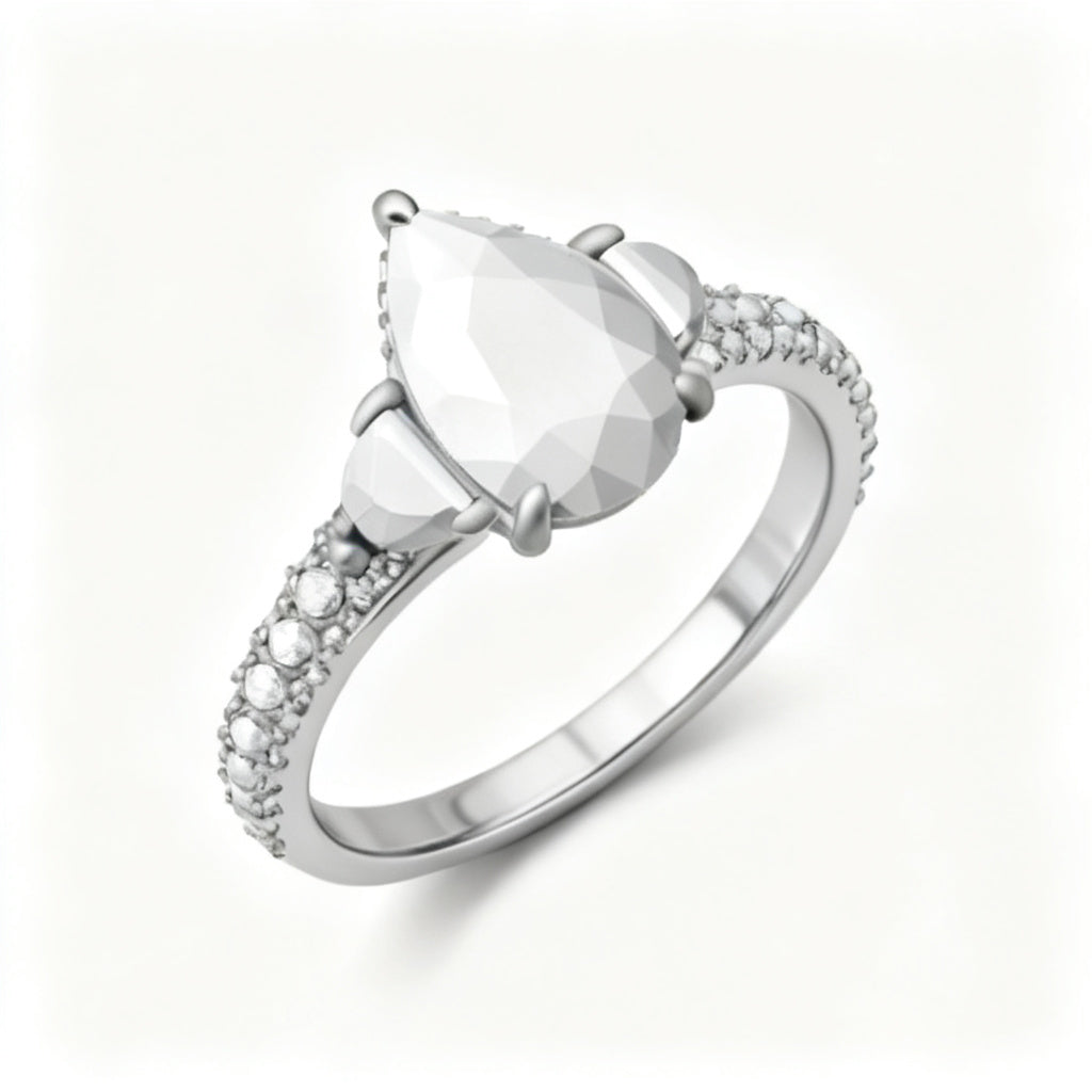 Celestial Pear Radiance Ring White Gold Overhead View