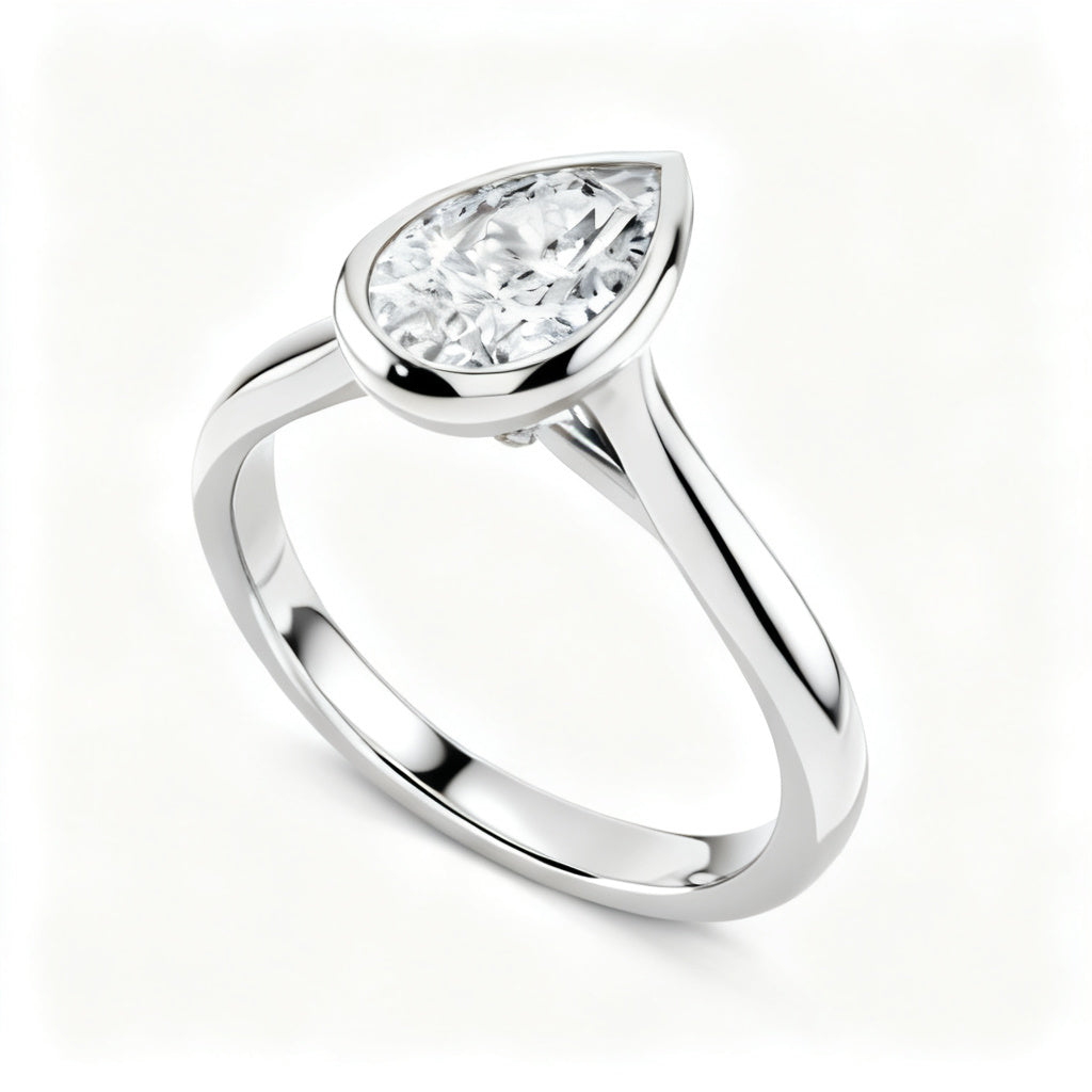 Ethereal Pear Solitaire Ring White Gold 45 Degree View