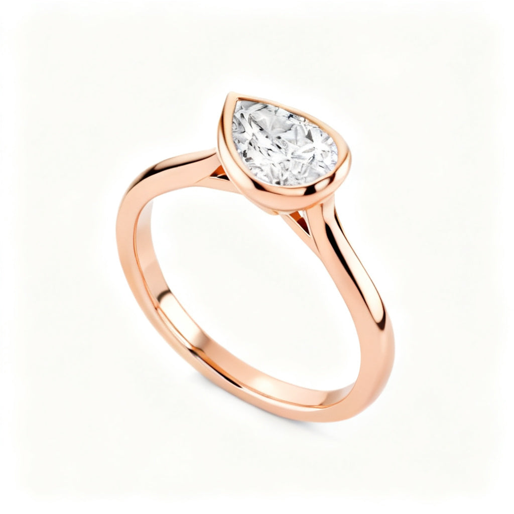 Ethereal Pear Solitaire Ring Rose Gold Side View