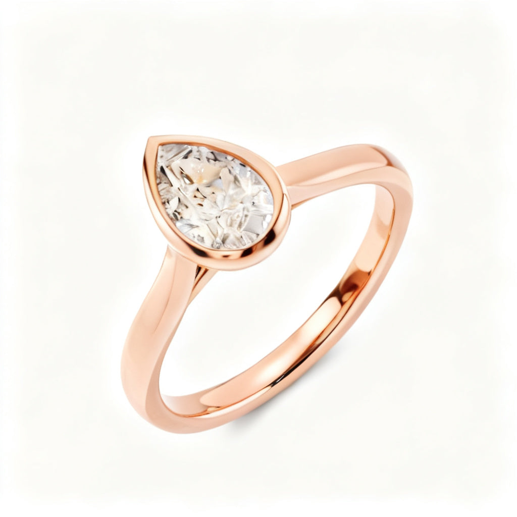 Ethereal Pear Solitaire Ring Rose Gold Overhead View