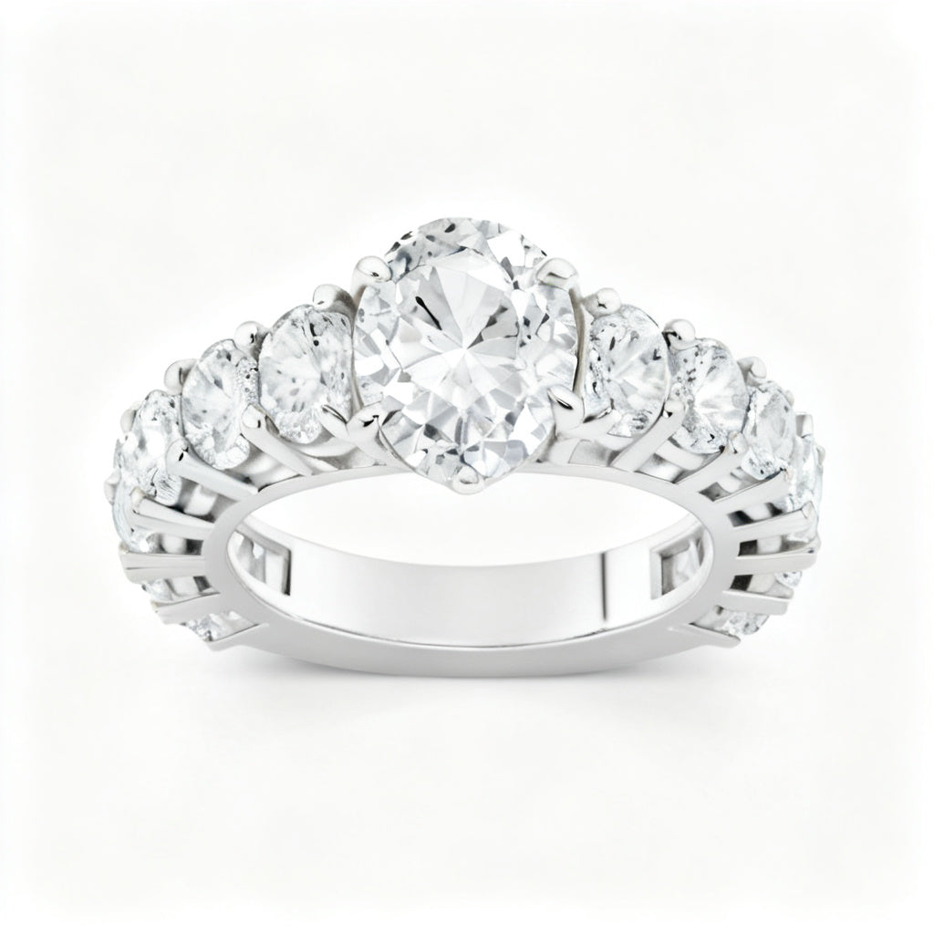 Luminous Oval Band Ring White Gold Front View