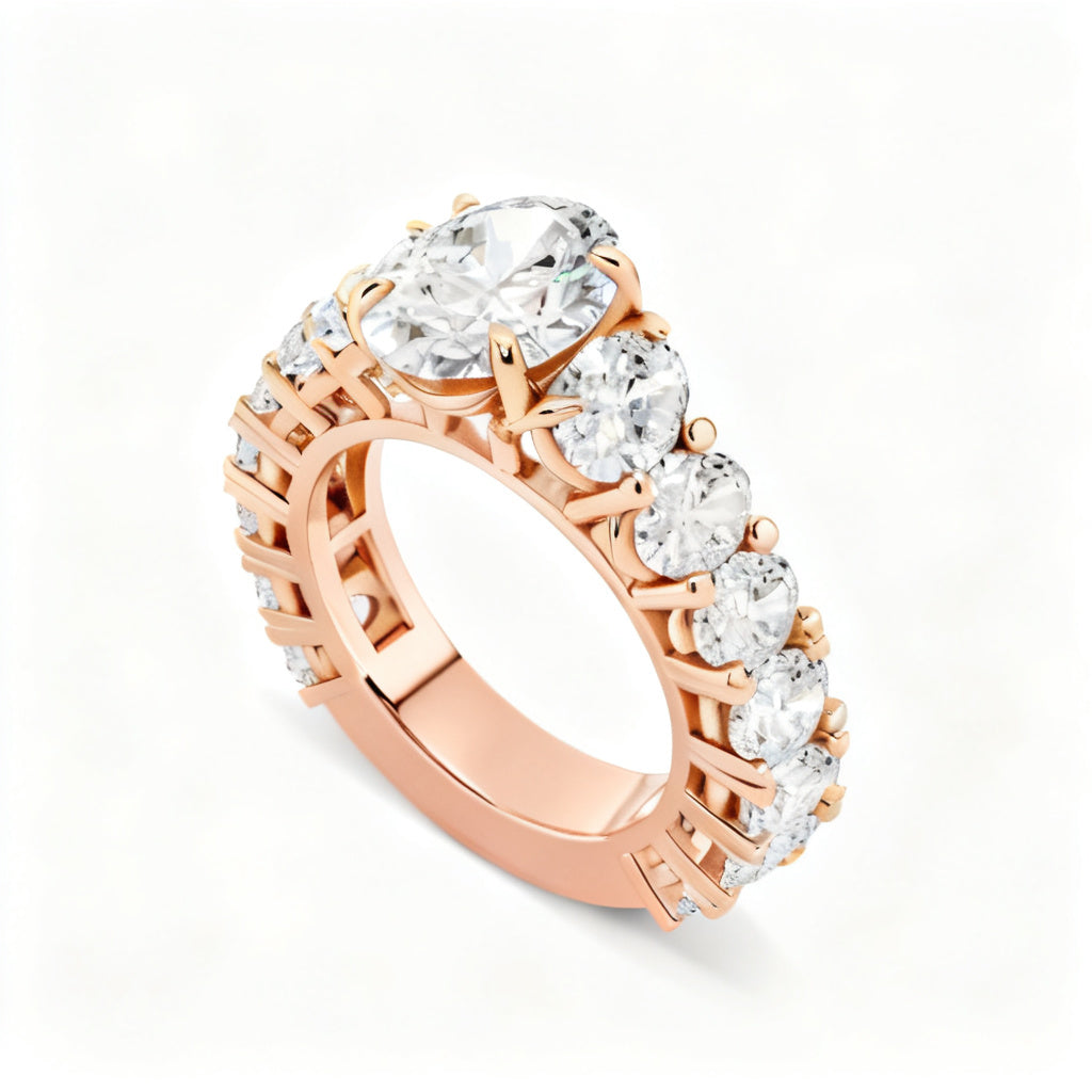 Luminous Oval Band Ring Rose Gold 45 Degree View