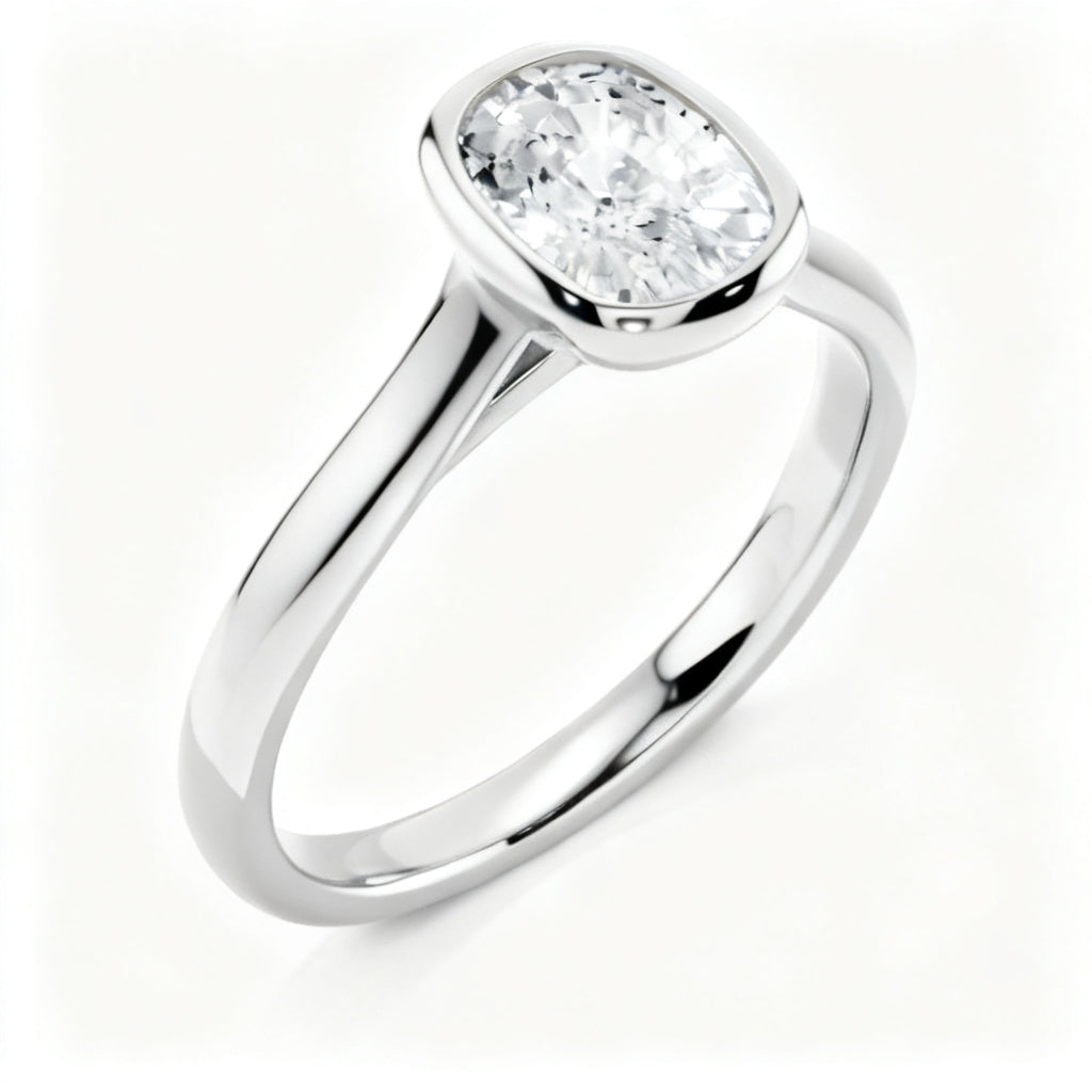 Aura Cushion Solitaire Ring White Gold Side View