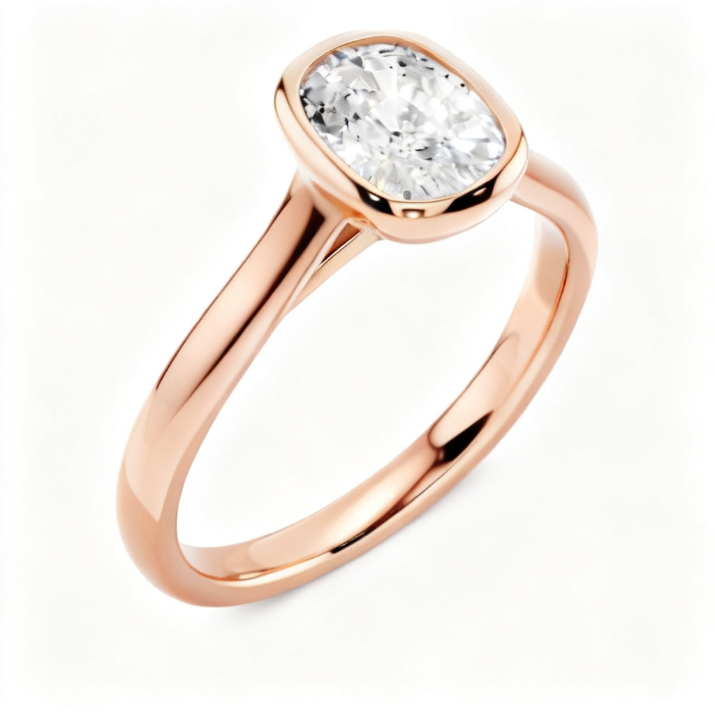 Aura Cushion Solitaire Ring Rose Gold Side View