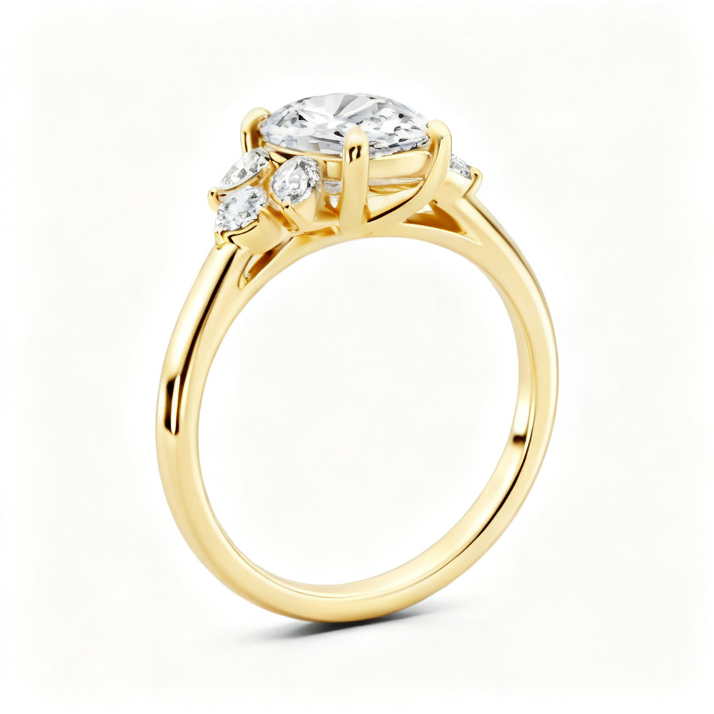 Cushion Cascade Ring Yellow Gold Side View