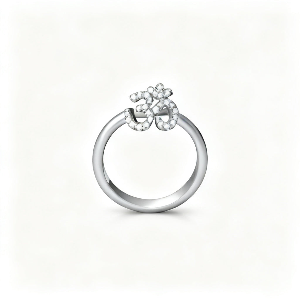 Luminous Micro Band Ring White Gold Front View