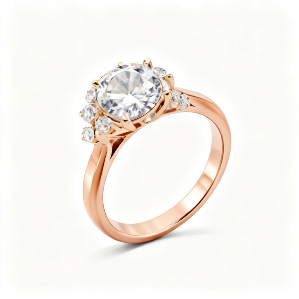 Cushion Cascade Ring Rose Gold 45 Degree View