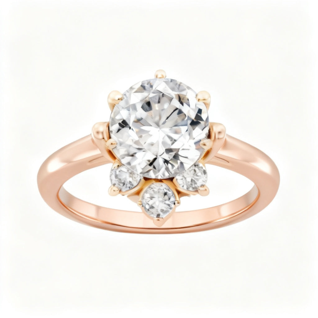 Cushion Cascade Ring Rose Gold Front View