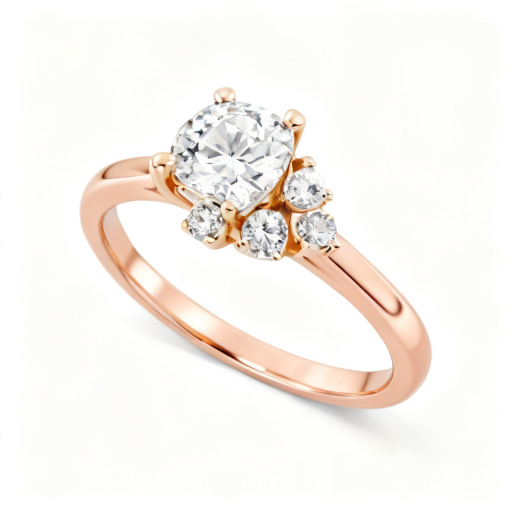 Cushion Cascade Ring Rose Gold Overhead View