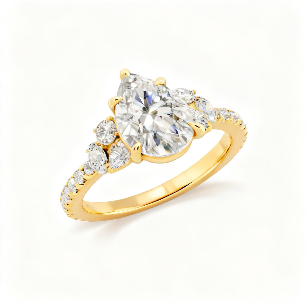 Celestial Pear Harmony Band Ring Yellow Gold 45 Degree View