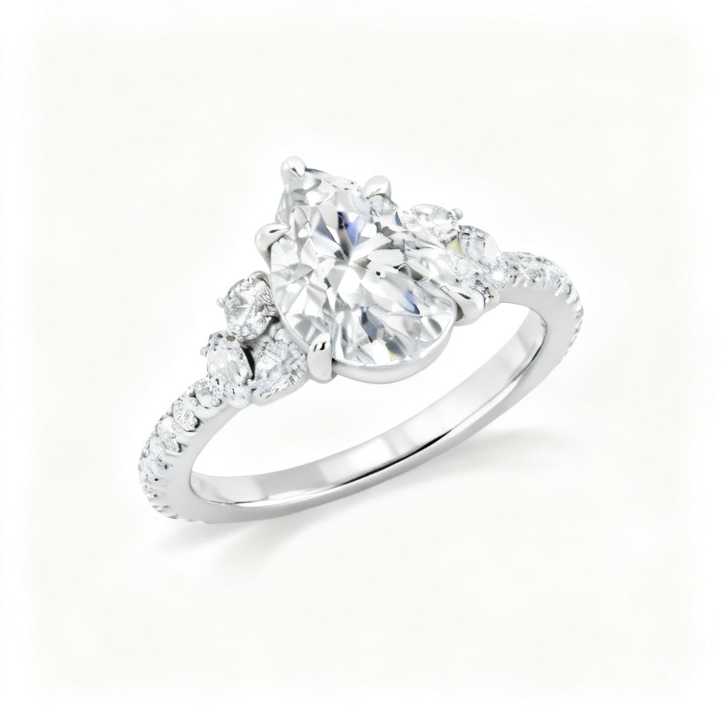 Celestial Pear Harmony Band Ring White Gold 45 Degree View