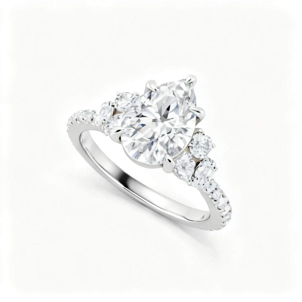 Celestial Pear Harmony Band Ring White Gold Overhead View