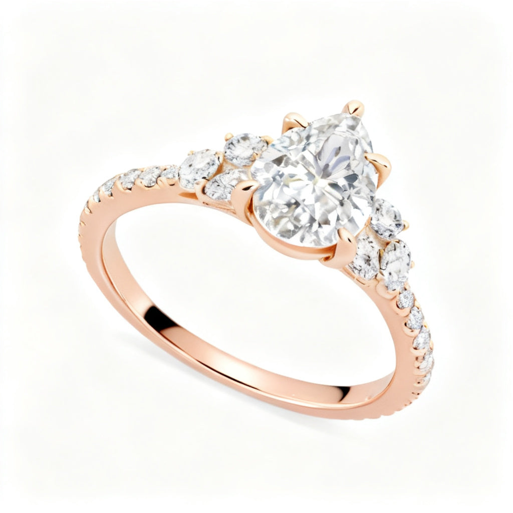 Celestial Pear Harmony Band Ring Rose Gold Side View