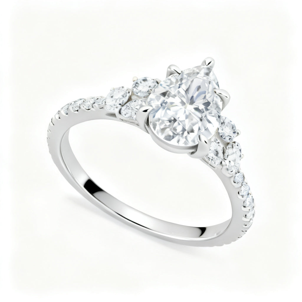 Celestial Pear Harmony Band Ring White Gold Side View