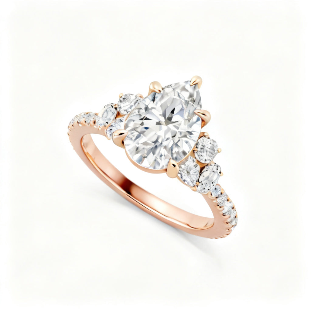 Celestial Pear Harmony Band Ring Rose Gold Overhead View