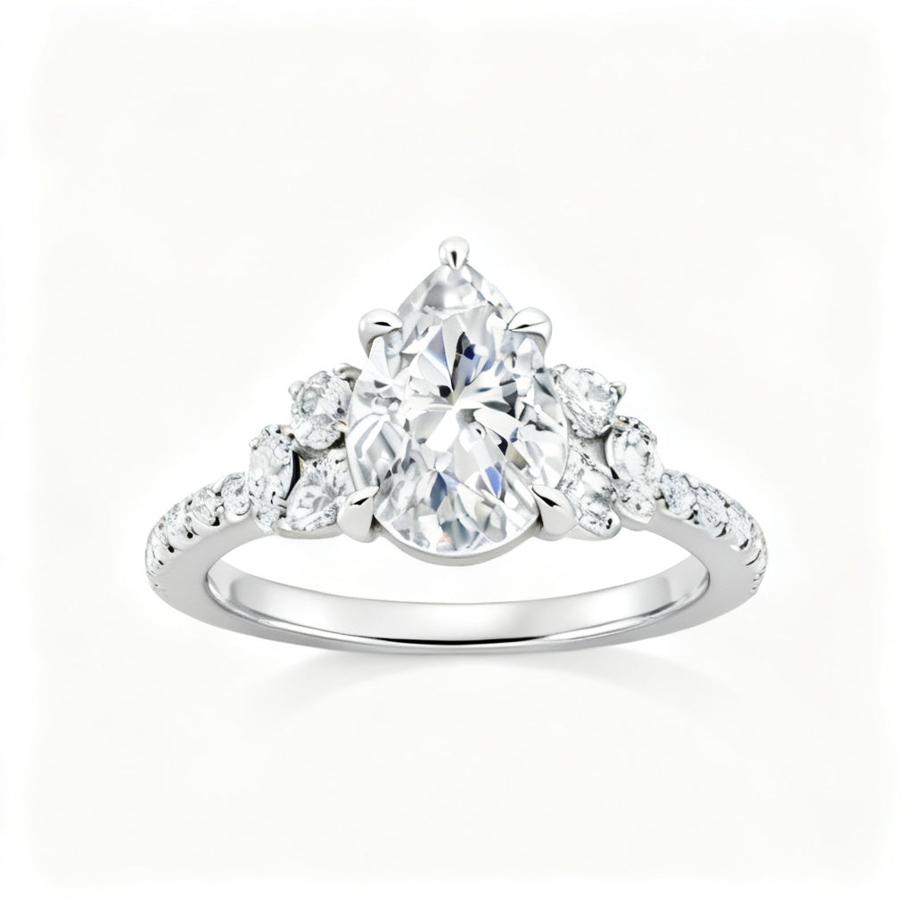 Celestial Pear Harmony Band Ring White Gold Front View
