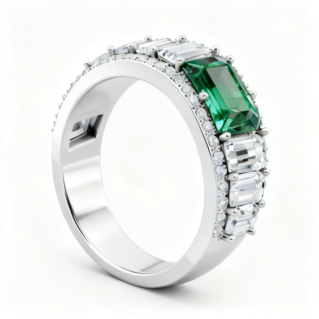 Luminous Linear Band White Gold Side View