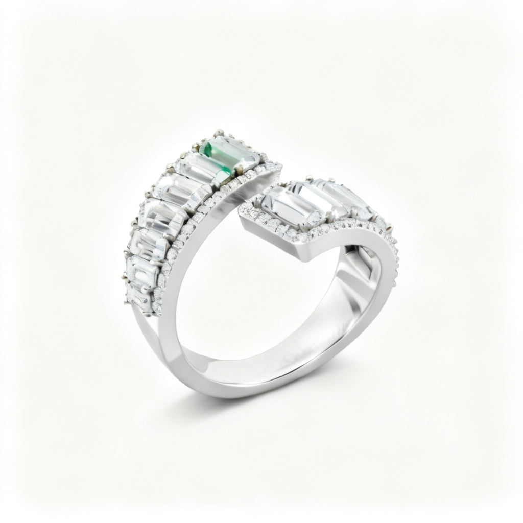Luminous Linear Band White Gold Overhead View